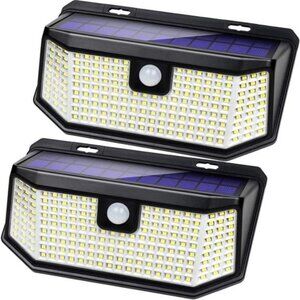 Solar Motion Sensor Lights Outdoor 182 LED Bright Waterproof Garage 2 Pack